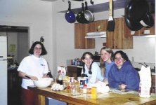 [Martine, Laura, Erin, and Teresa making cookies]