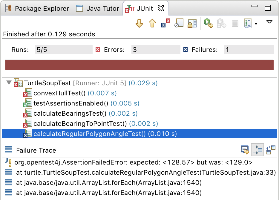 failing JUnit test for calculateRegularPolygonAngle