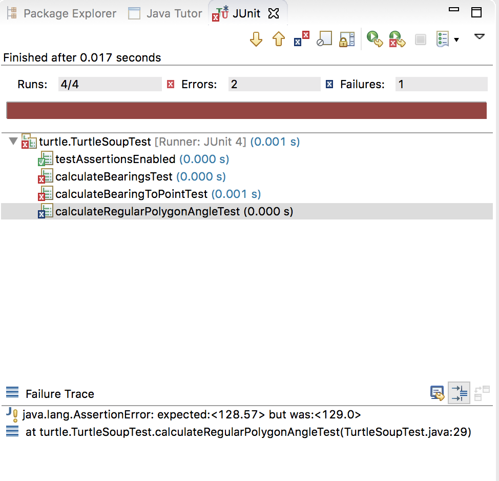 failing JUnit test for calculateRegularPolygonAngle