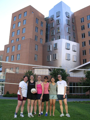 Playing on the grass at Stata