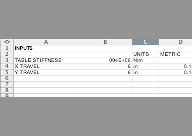 Engineering Inputs Spreadsheet