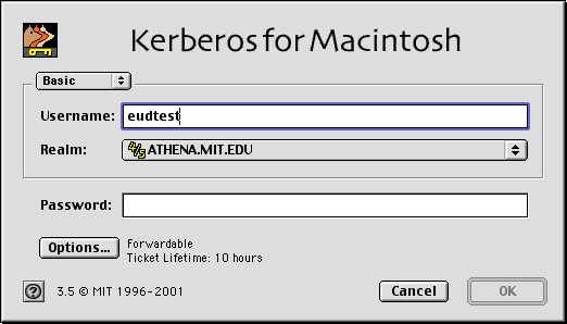 Kerberos Login dialog illustration