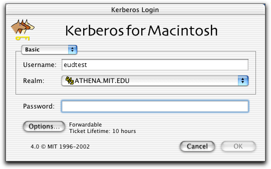 Kerberos Login dialog illustration