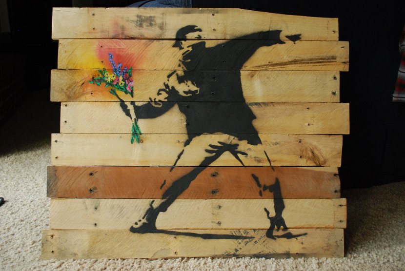 Banksy made from laser-cut stencil