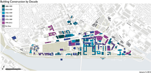 Buildings Construction By Decade Map